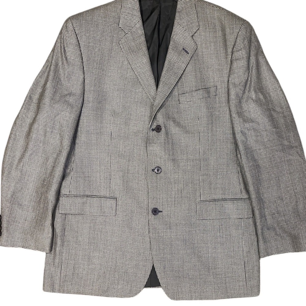 Lauren Ralph Houndstooth Blazer Sport Coat Wool Silk Made in Canada
